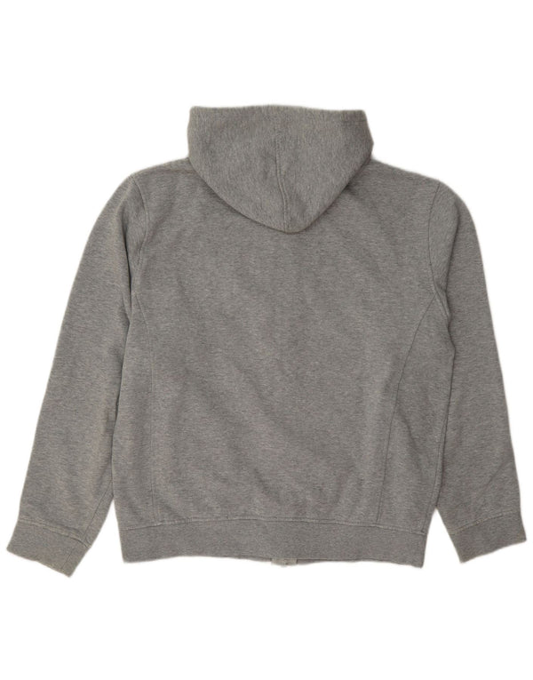 Suéter feminino Fila com capuz e zíper gráfico UK 16 grande algodão manchado cinza