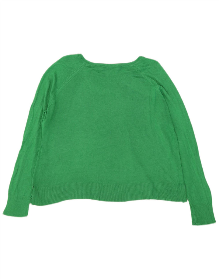 Zara Suéter feminino oversized com gola canoa Reino Unido 14 viscose verde médio