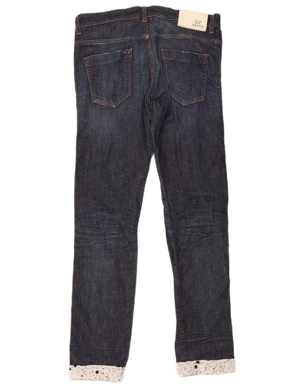 GF Ferre Jeans feminino cintura baixa slim IT 48 XL W34 L31 azul marinho colorblock
