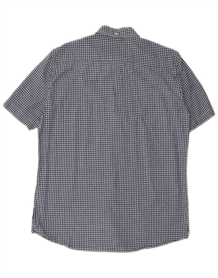 Camisa masculina de manga curta French Connection médio azul marinho algodão guingão
