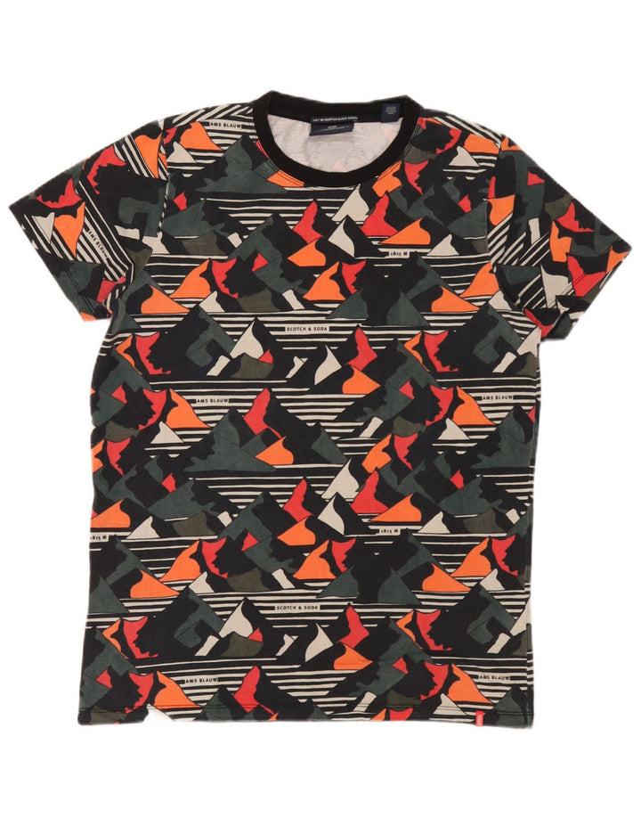 Scotch & Soda Camiseta masculina grande de algodão geométrico multicolorido