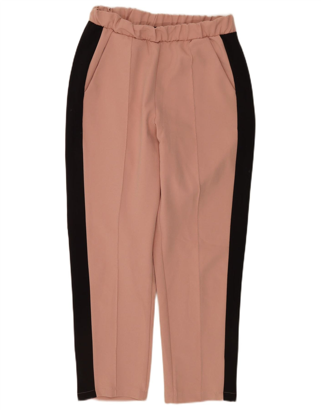 Calça chino reta feminina ZARA pequena W26 L25 rosa colorblock