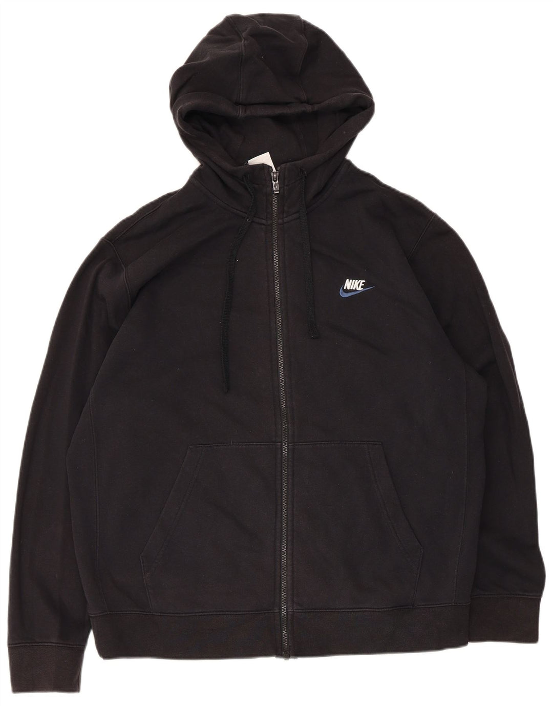 Suéter Nike masculino com capuz e zíper grande de algodão preto