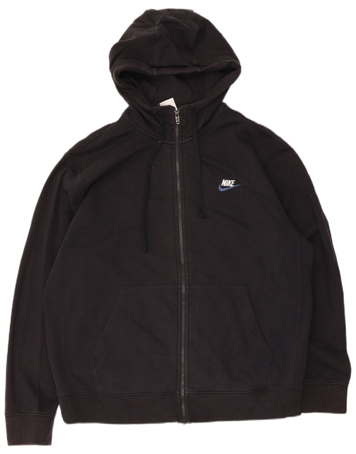 Suéter Nike masculino com capuz e zíper grande de algodão preto