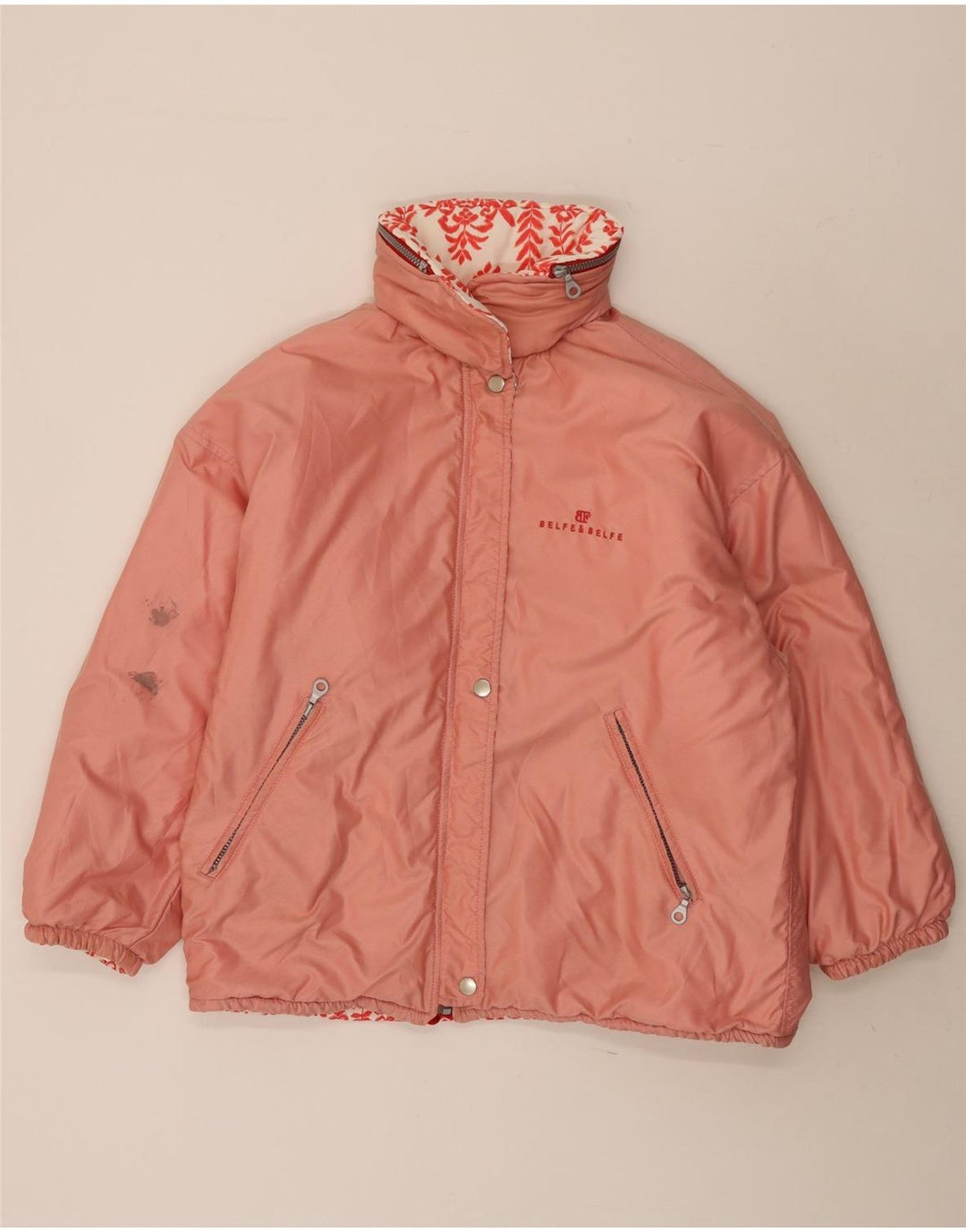 Belfe & Jaqueta feminina reversível com capuz grande IT 42 Médio Vermelho Floral
