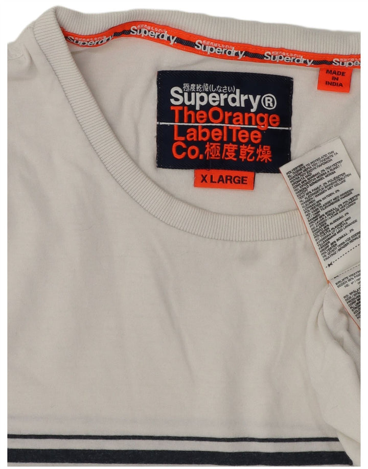 Camiseta masculina Superdry Top XL algodão listrado branco