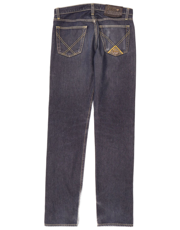 Roy Rogers Calça jeans feminina slim IT 46 grande W32 L34 algodão azul marinho