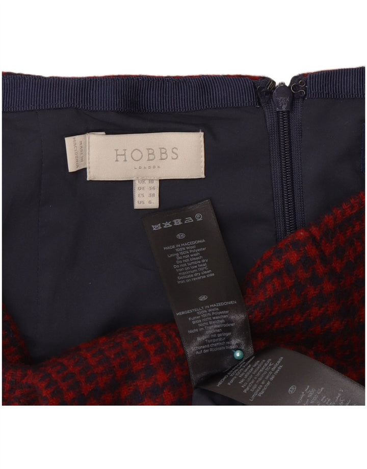 Saia lápis feminina Hobbs Reino Unido 10 pequena W28 lã houndstooth vermelha