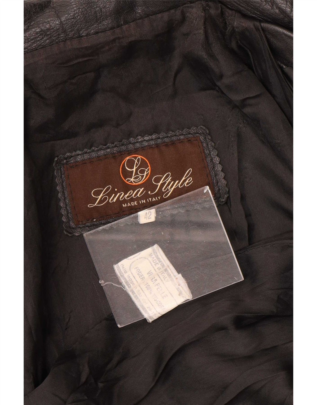 Casaco de couro feminino vintage IT 42 médio preto