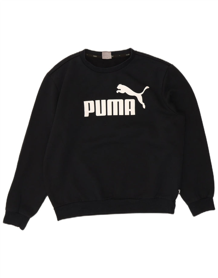 PUMA Mens Graphic Moletom Jumper Médio Algodão Preto