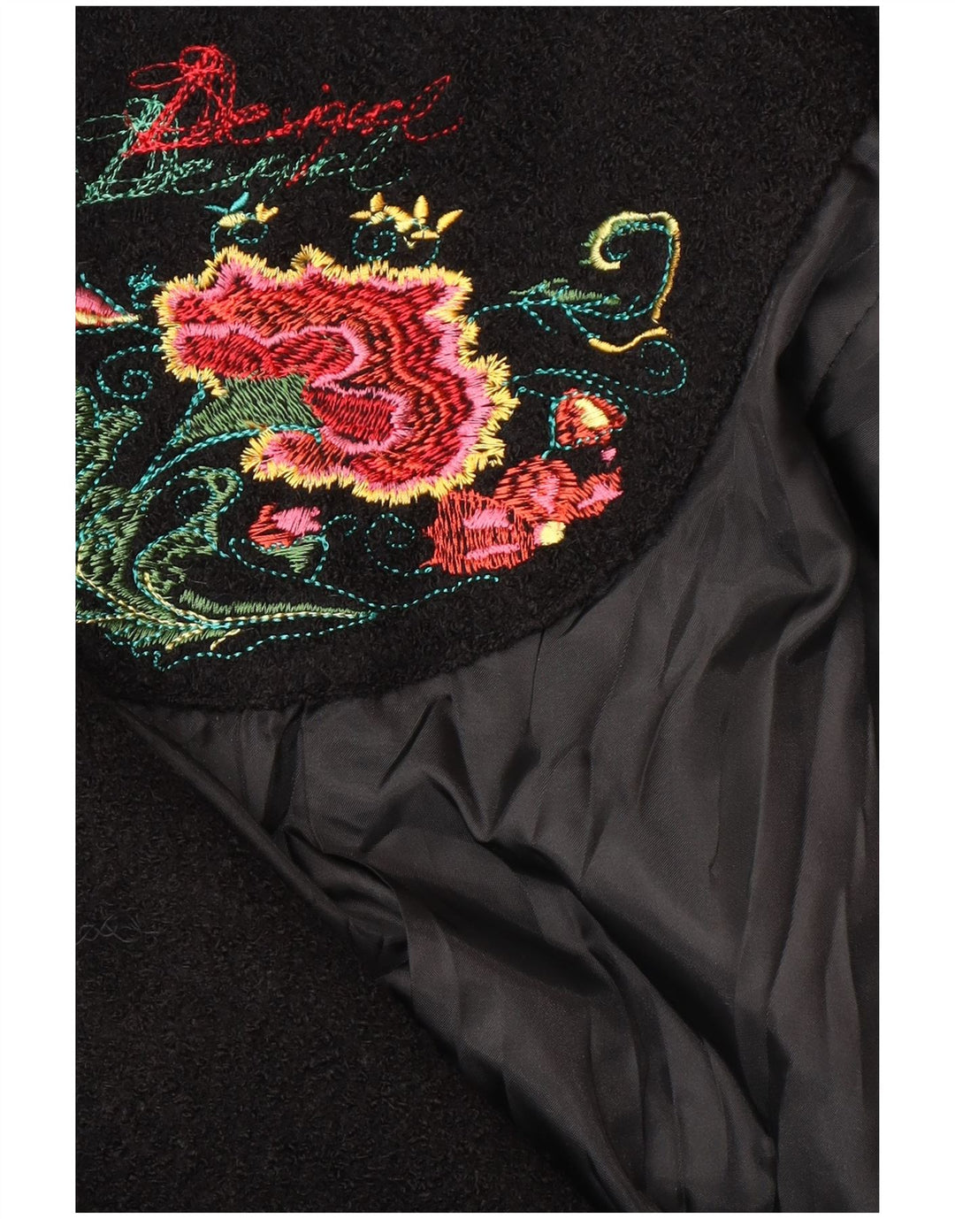 Sobretudo gráfico feminino Desigual UK 10 pequeno preto floral