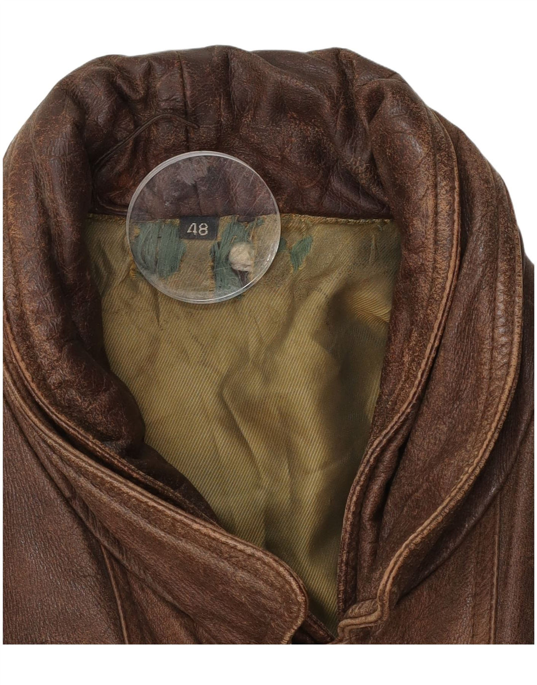 Jaqueta de couro masculina vintage IT 48 couro marrom médio