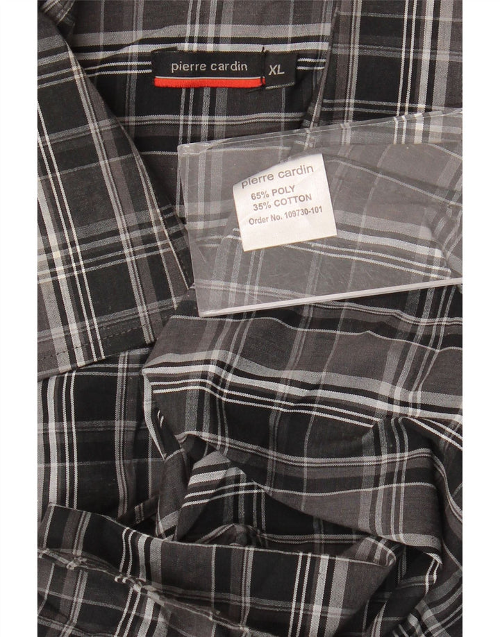 Camisa masculina de manga curta Pierre Cardin XL preta xadrez poliéster