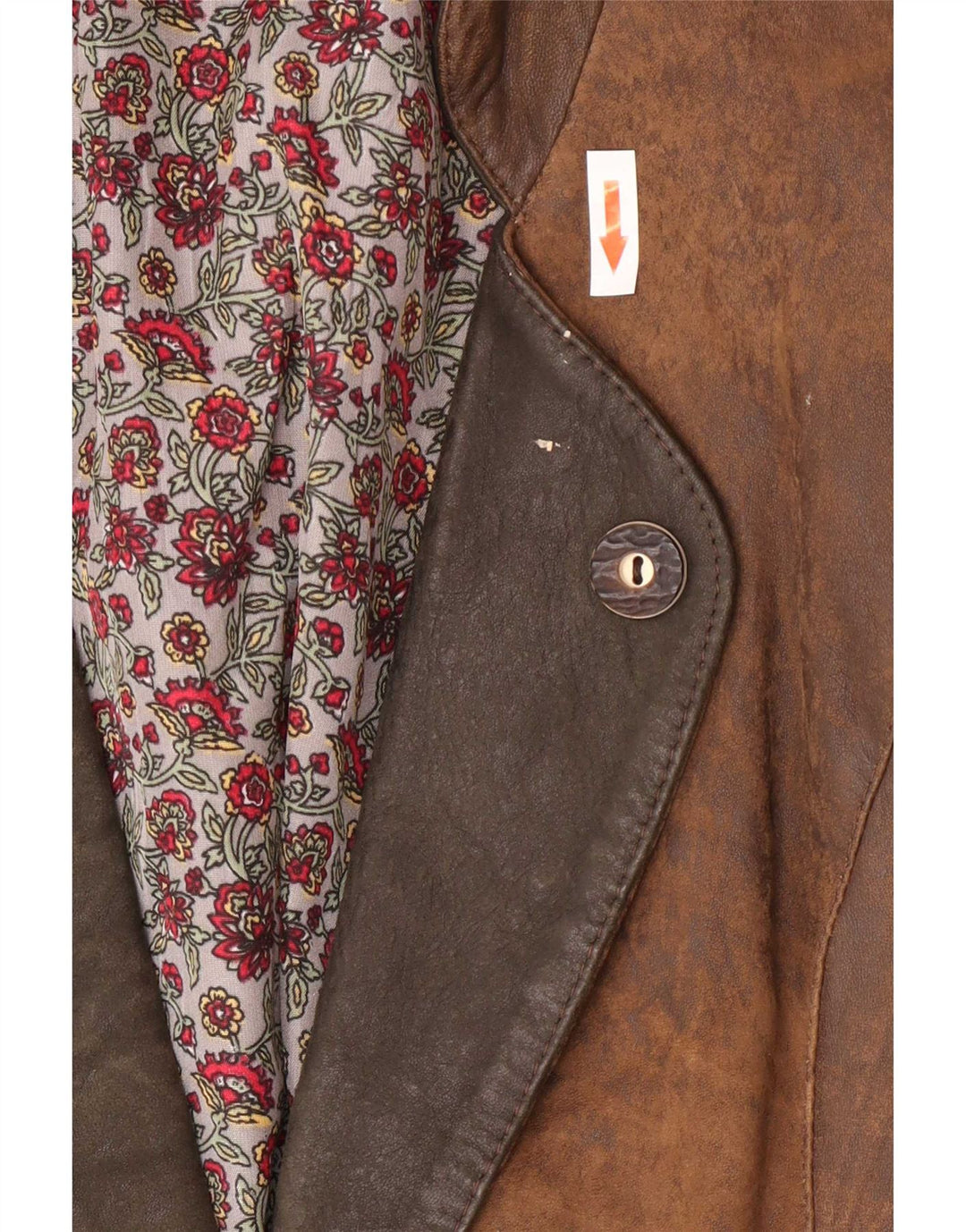 Jaqueta blazer feminina vintage com 1 botão EU 38 bloco colorido marrom médio