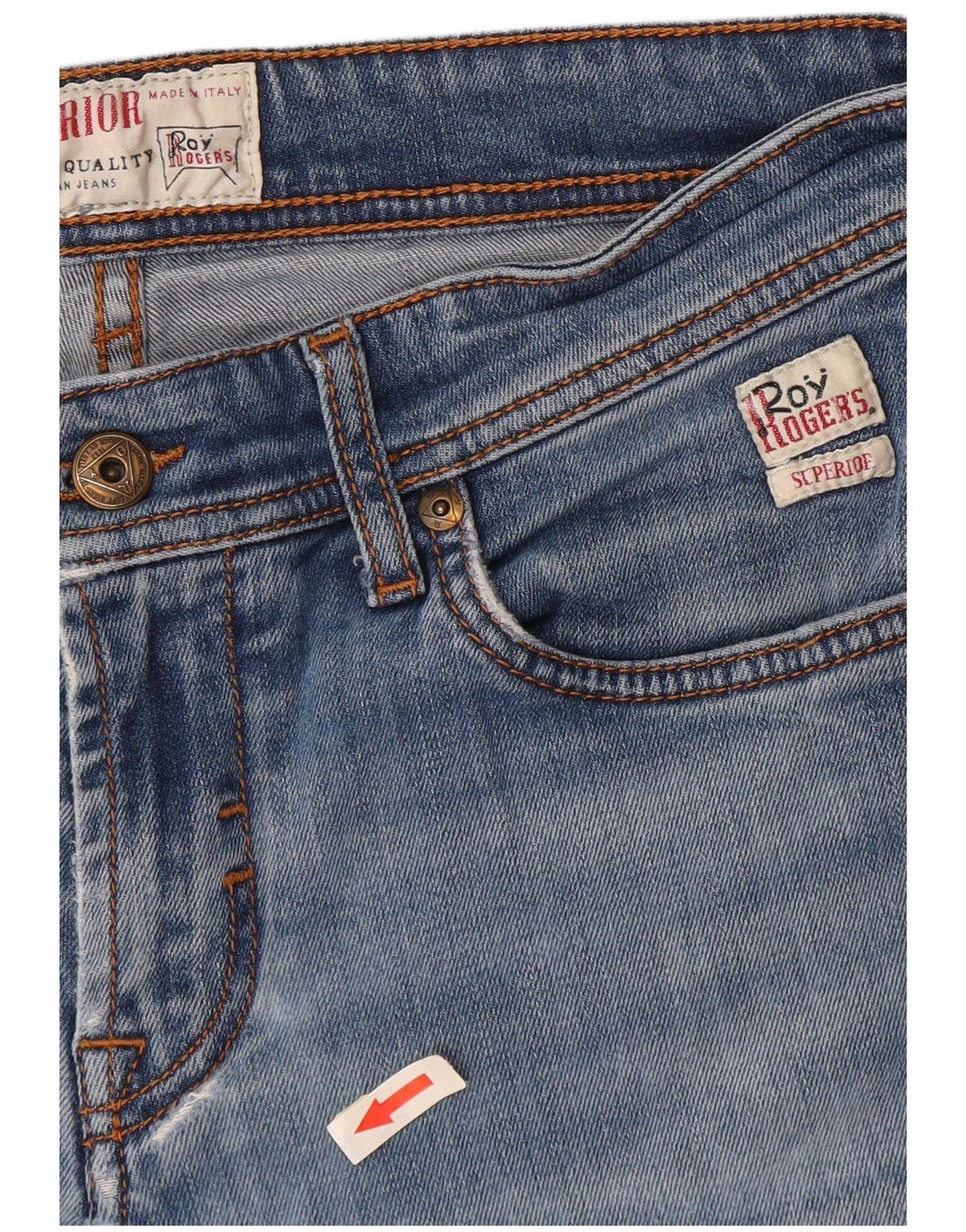 Roy Rogers feminino superior slim jeans W31 L30 algodão azul