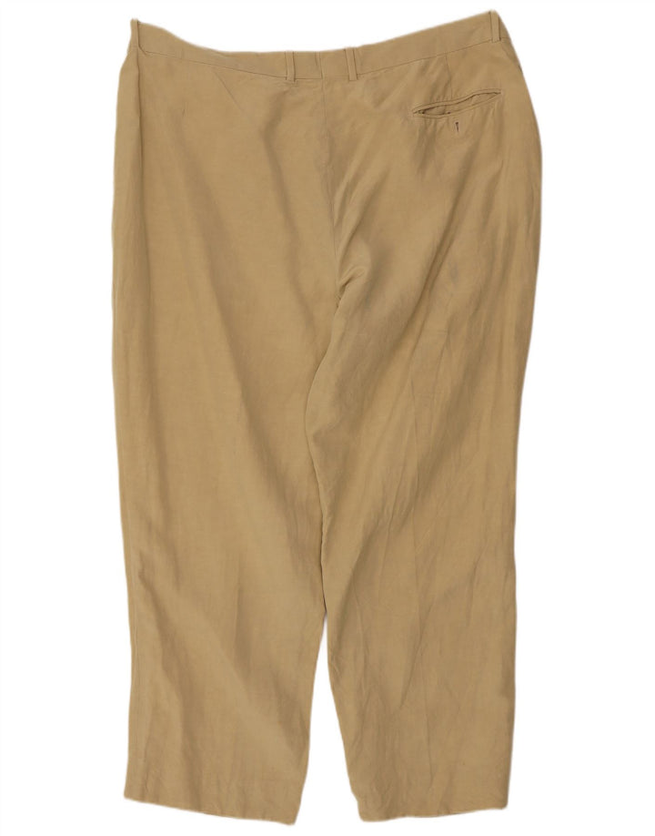 Calça masculina Jaeger reta cortada W44 L26 seda bege