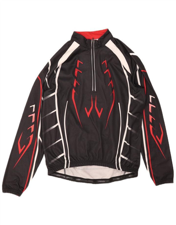 CRANE Mens Zip Neck Pulôver Treino Top IT 52 Grande Preto Geométrico