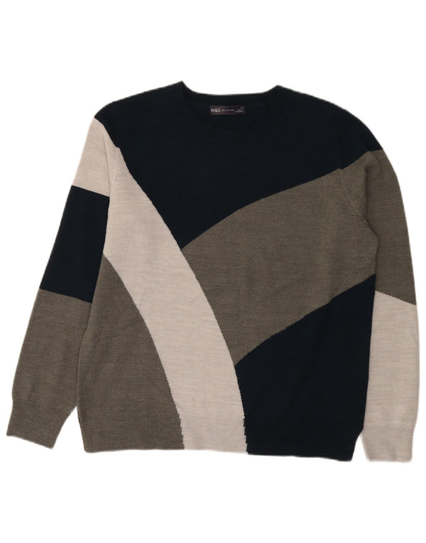 Suéter feminino Marks & Spencer com gola canoa Reino Unido 14 grande multicolorido
