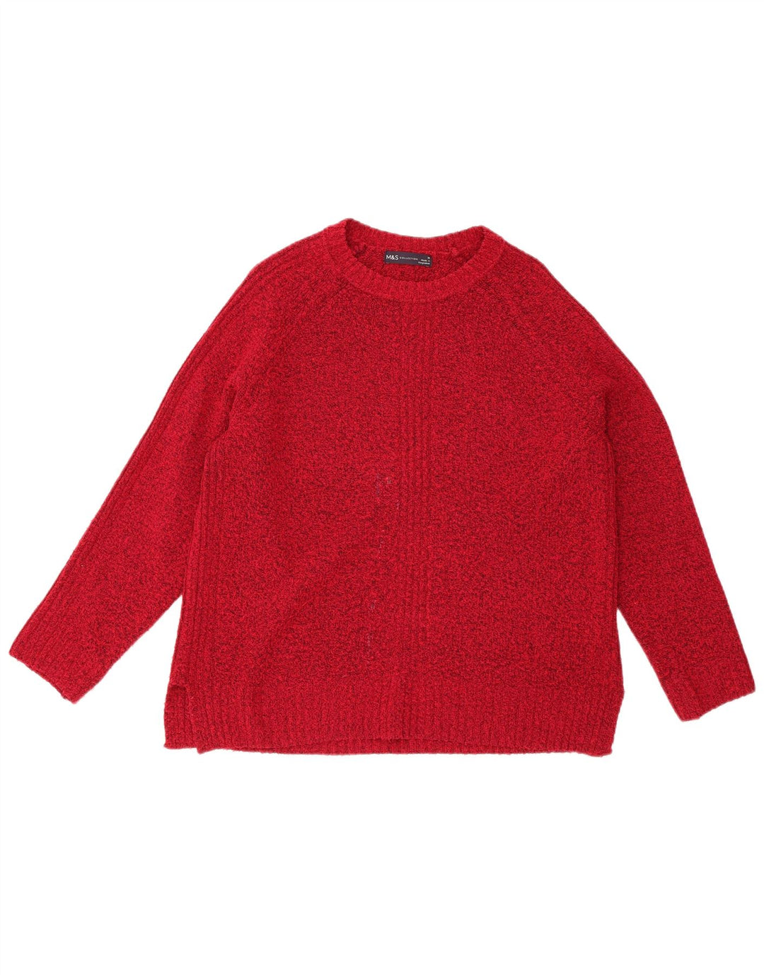 Suéter feminino Marks & Spencer com gola canoa Reino Unido 14 médio vermelho manchado