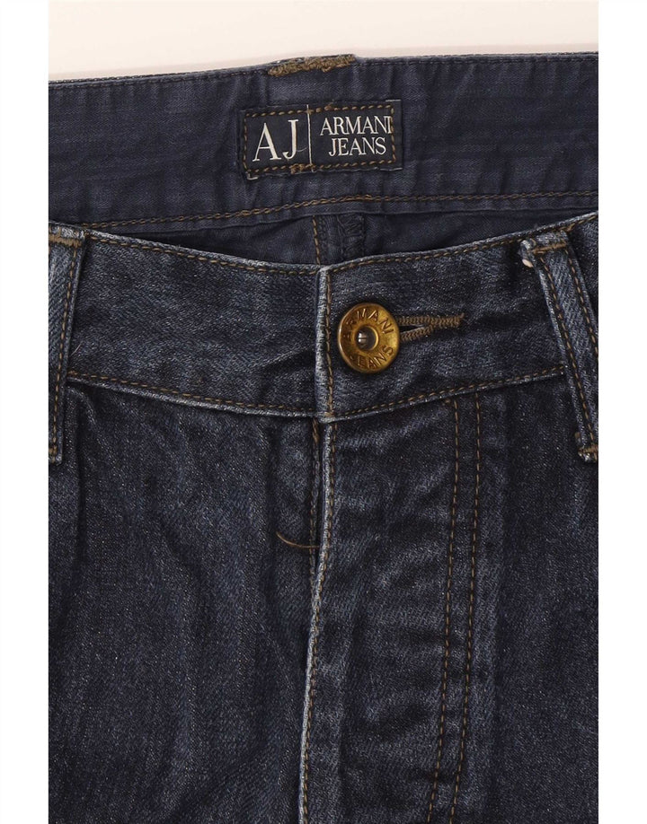 Armani Mens Straight Jeans W32 L33 Azul Marinho Algodão