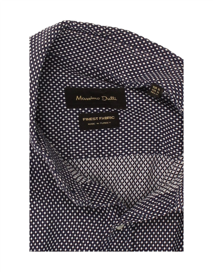 Camisa masculina MASSIMO DUTTI XL azul marinho manchado