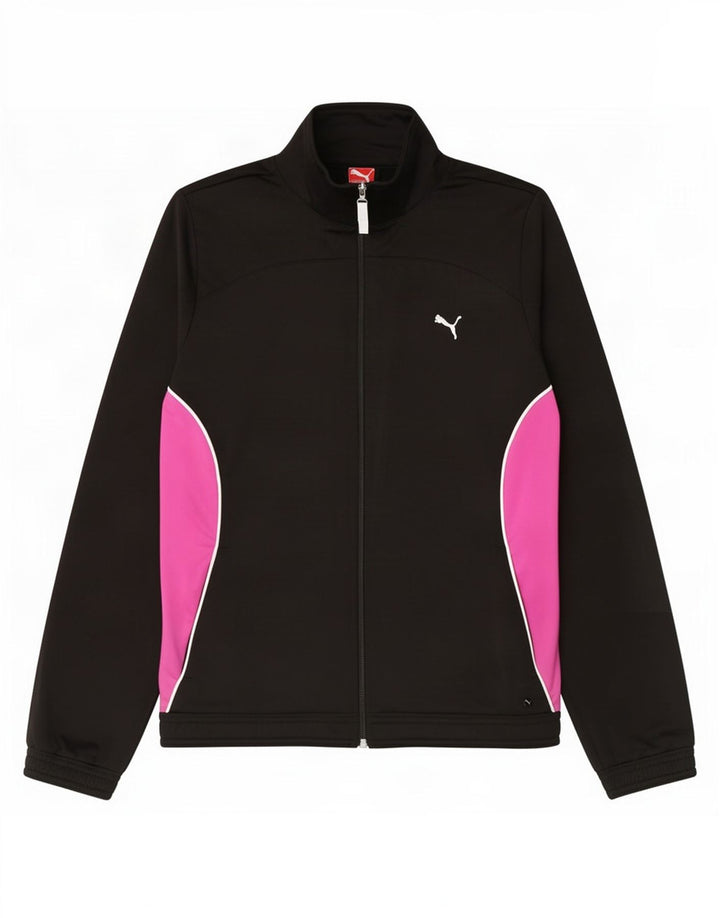 Puma Womens Tracksuit Top Jacket UK 14 Grande Preto Colourblock Poliéster