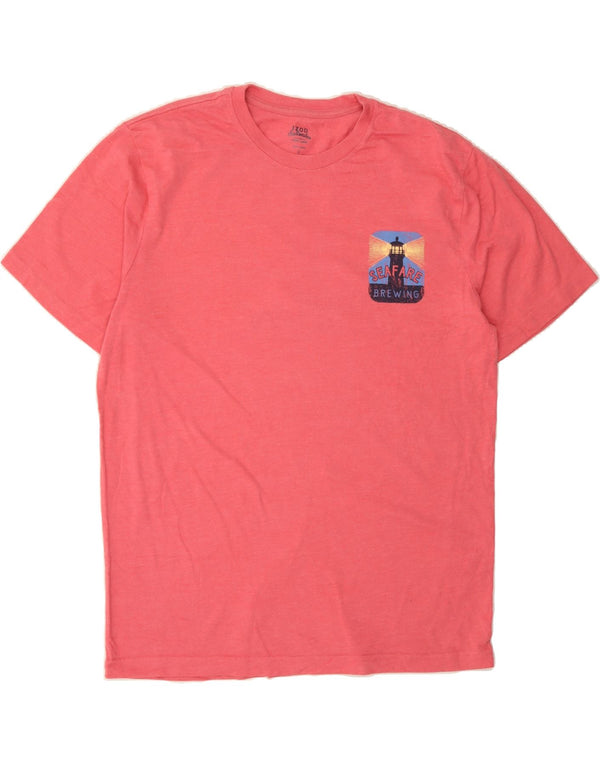Camiseta masculina IZOD de água salgada e ajuste relaxado com estampa gráfica grande de algodão rosa