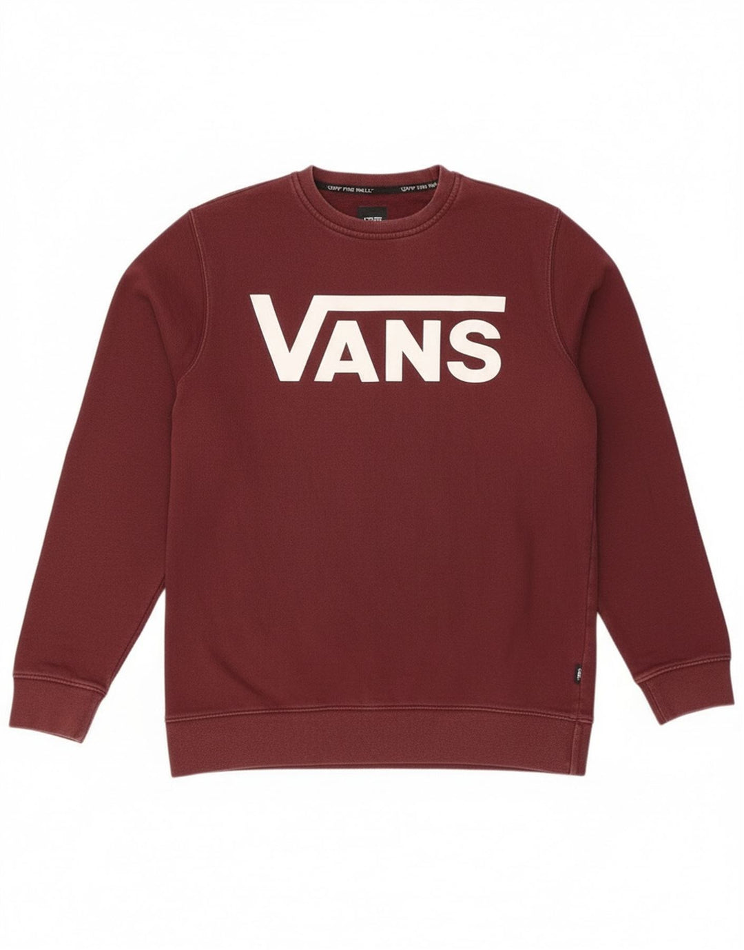 Vans Mens Graphic Moletom Jumper Pequeno Algodão Borgonha