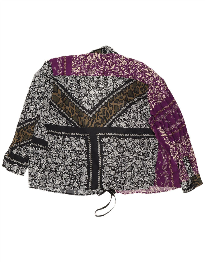 REPLAY Blusa feminina envolvente UK 18 XL viscose floral multicolorida