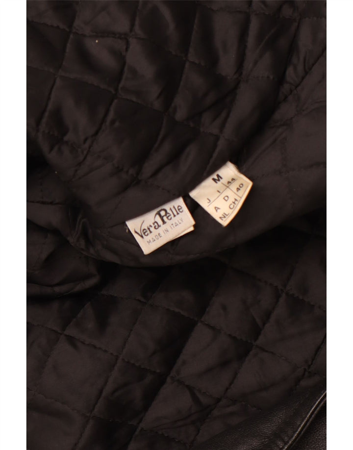 Jaqueta feminina de couro VINTAGE para motociclista Reino Unido 14 couro preto médio