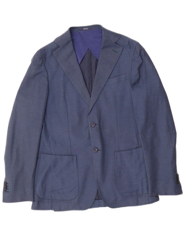 Boggi Jaqueta blazer masculina de 2 botões de ajuste regular IT 48 Algodão azul médio