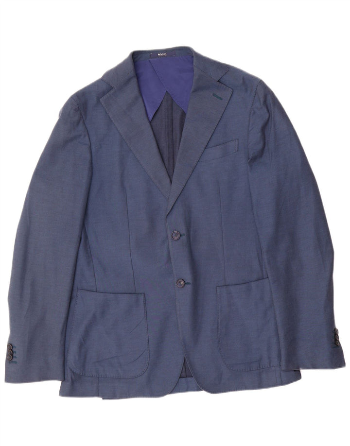Boggi Jaqueta blazer masculina de 2 botões de ajuste regular IT 48 Algodão azul médio