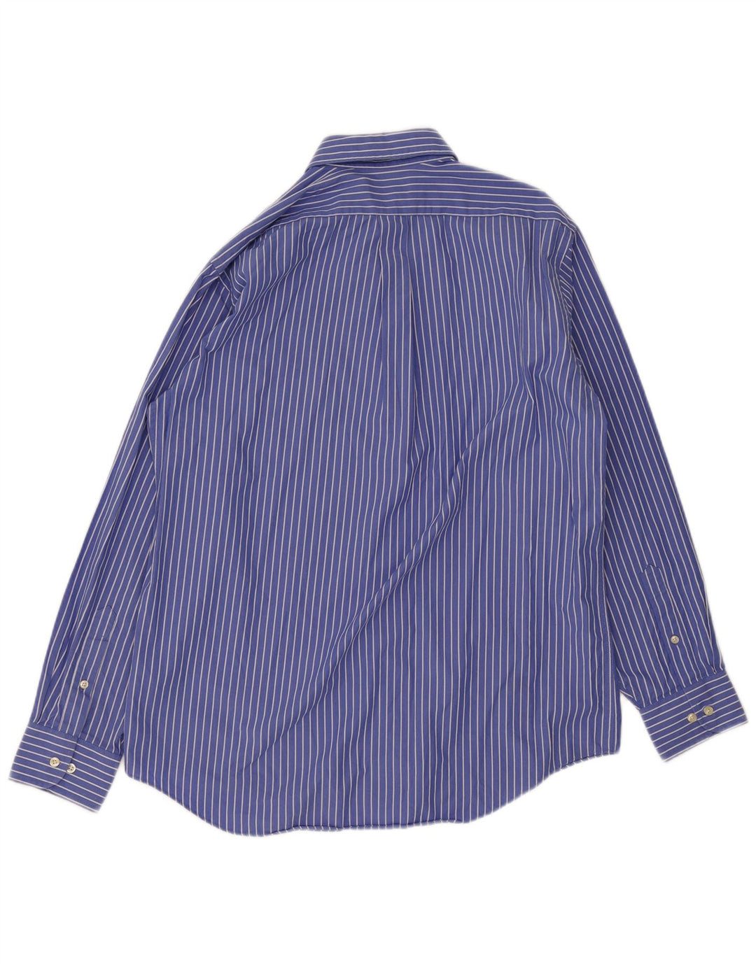 Camisa masculina Chaps tamanho 16 grande algodão listrado azul