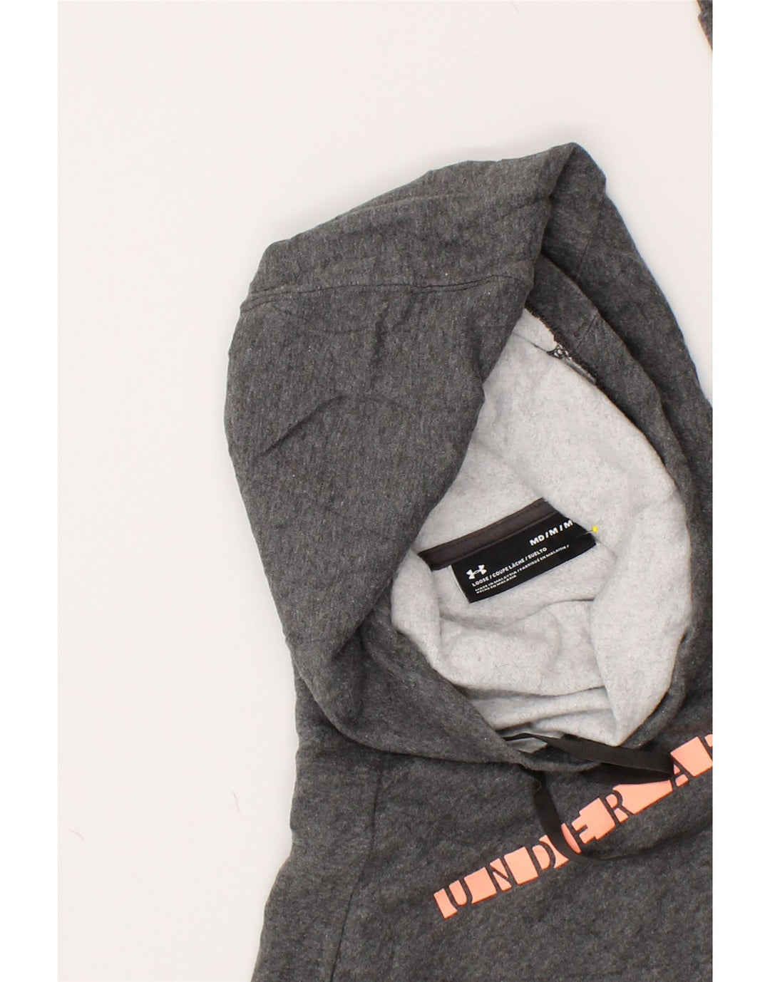 UNDER ARMOUR Womens Graphic Hoodie Jumper UK 14 Medium Grey Cotton | Vintage Under Armour | Thrift | Second-Hand Under Armour | Used Clothing | Messina Hembry 