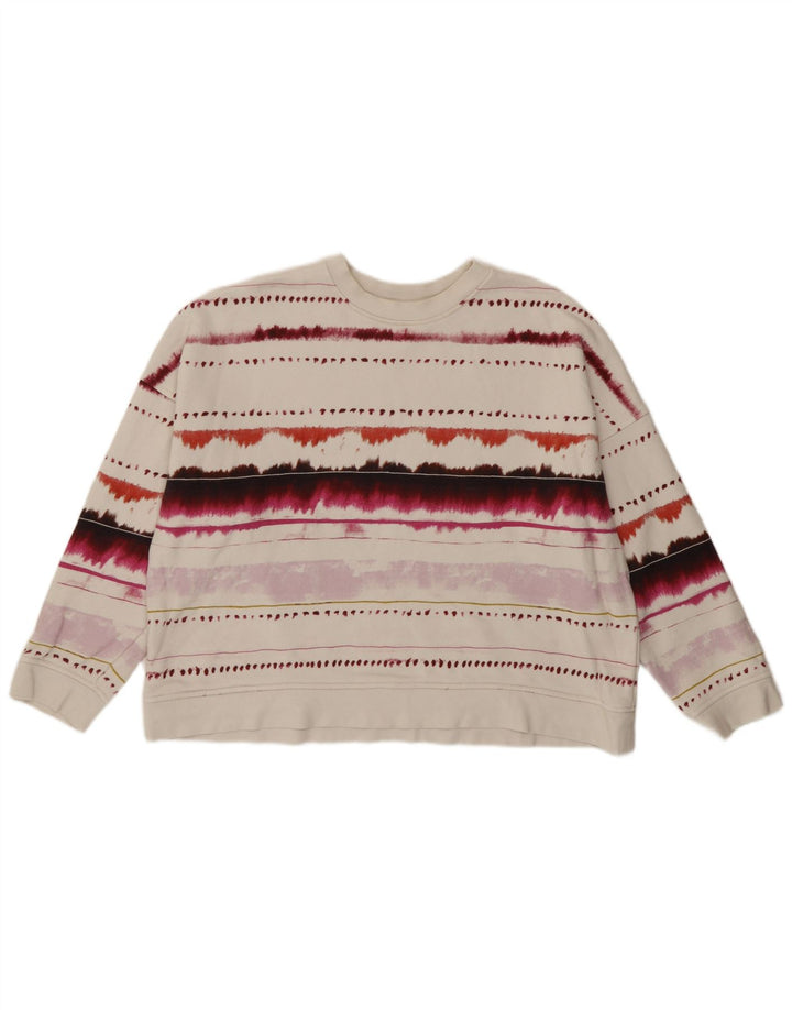 Whistle moletom feminino oversized jumper UK 14 médio branco geométrico