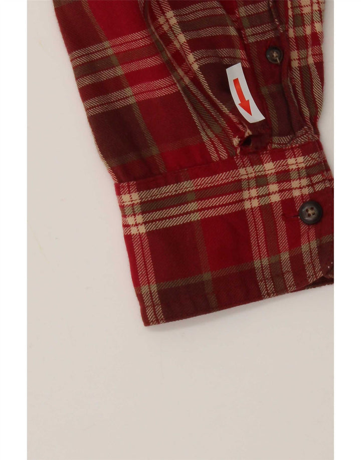 Camisa de flanela feminina Timberland Reino Unido 14 algodão xadrez vermelho médio
