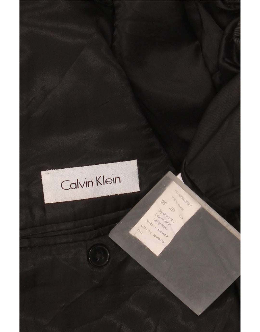 Jaqueta Blazer Masculina Calvin Klein com 2 Botões Reino Unido 38 Lã Preta Média
