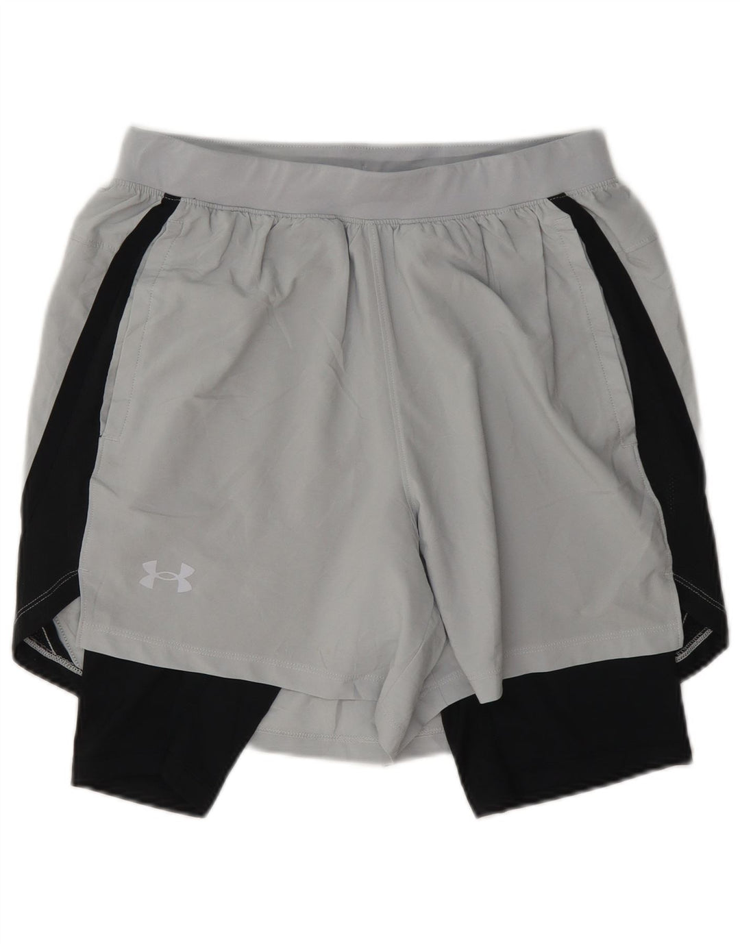 Shorts esportivos masculinos Under Armour médio cinza colorblock