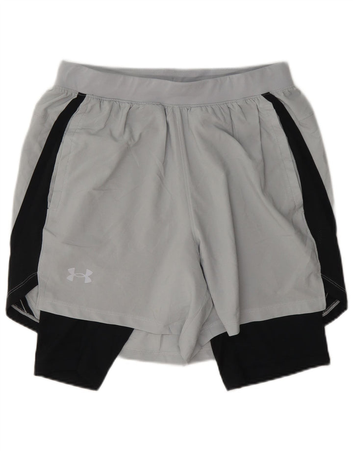Shorts esportivos masculinos Under Armour médio cinza colorblock