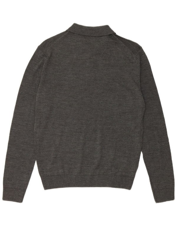 Suéter masculino Zara com gola polo cinza médio manchado