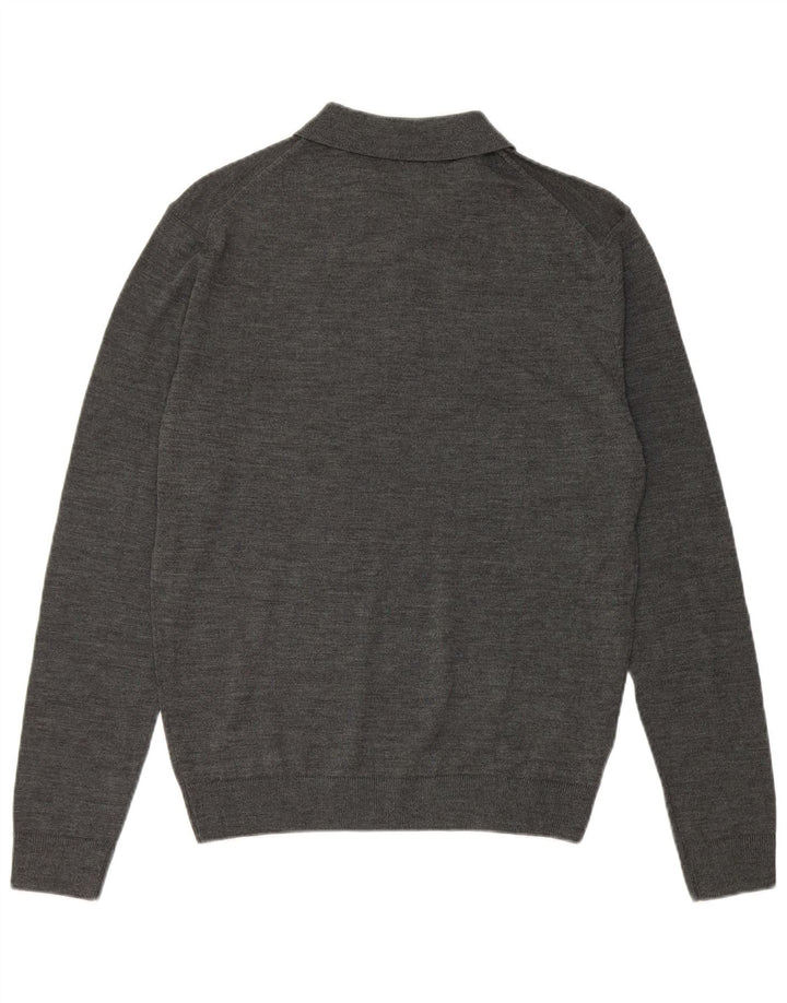 Suéter masculino Zara com gola polo cinza médio manchado