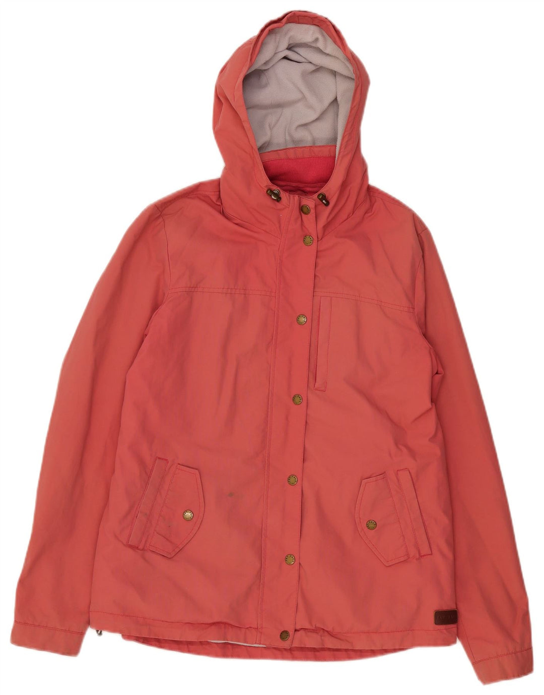 Jaqueta corta-vento com capuz feminino Fat Face UK 12 nylon rosa médio