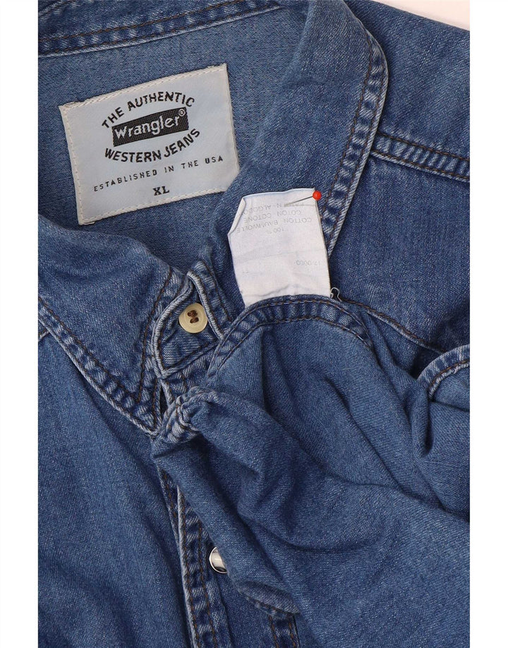 Camisa Wrangler masculina Western Denim XL azul algodão
