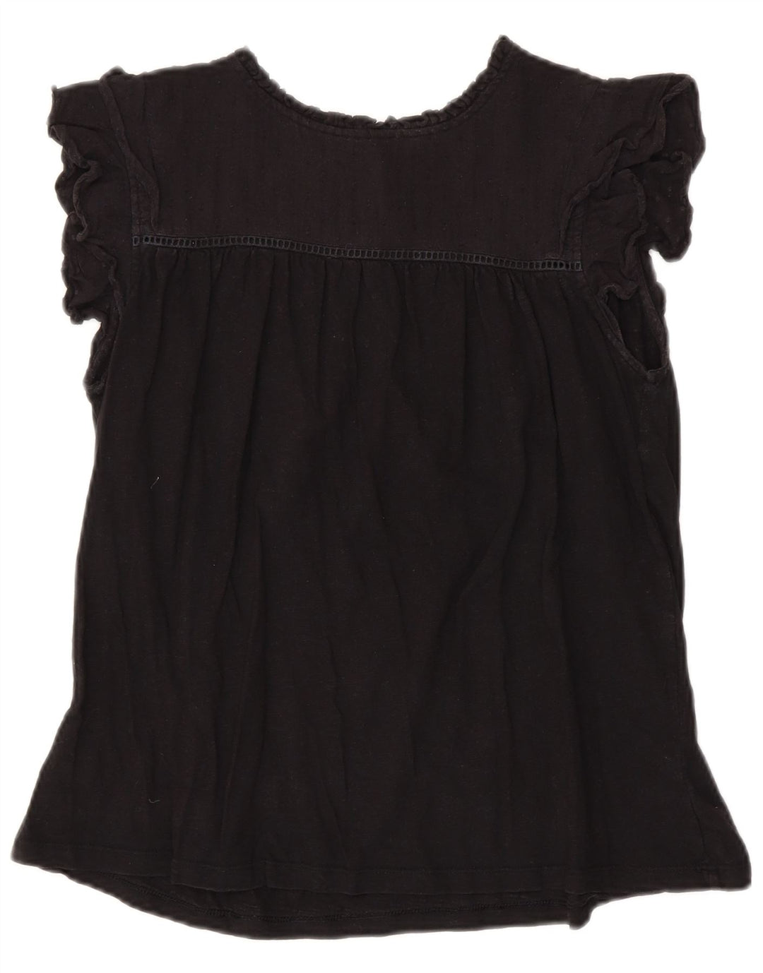Blusa feminina Fat Face Top UK 14 grande algodão preto
