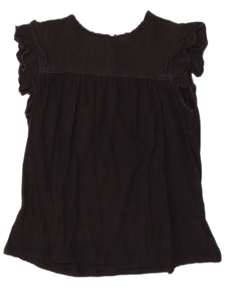 Blusa feminina Fat Face Top UK 14 grande algodão preto