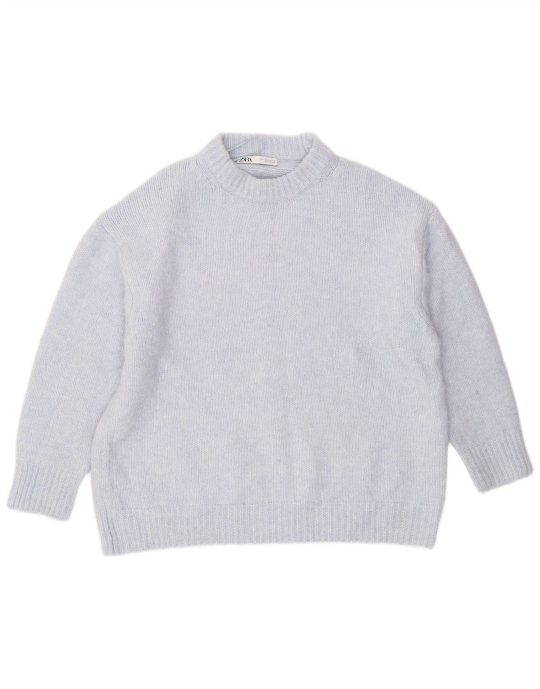 Zara Suéter feminino oversized com gola redonda Reino Unido 16 grande azul