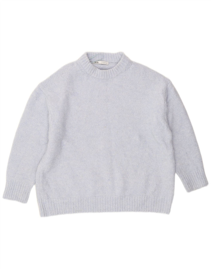 Zara Suéter feminino oversized com gola redonda Reino Unido 16 grande azul