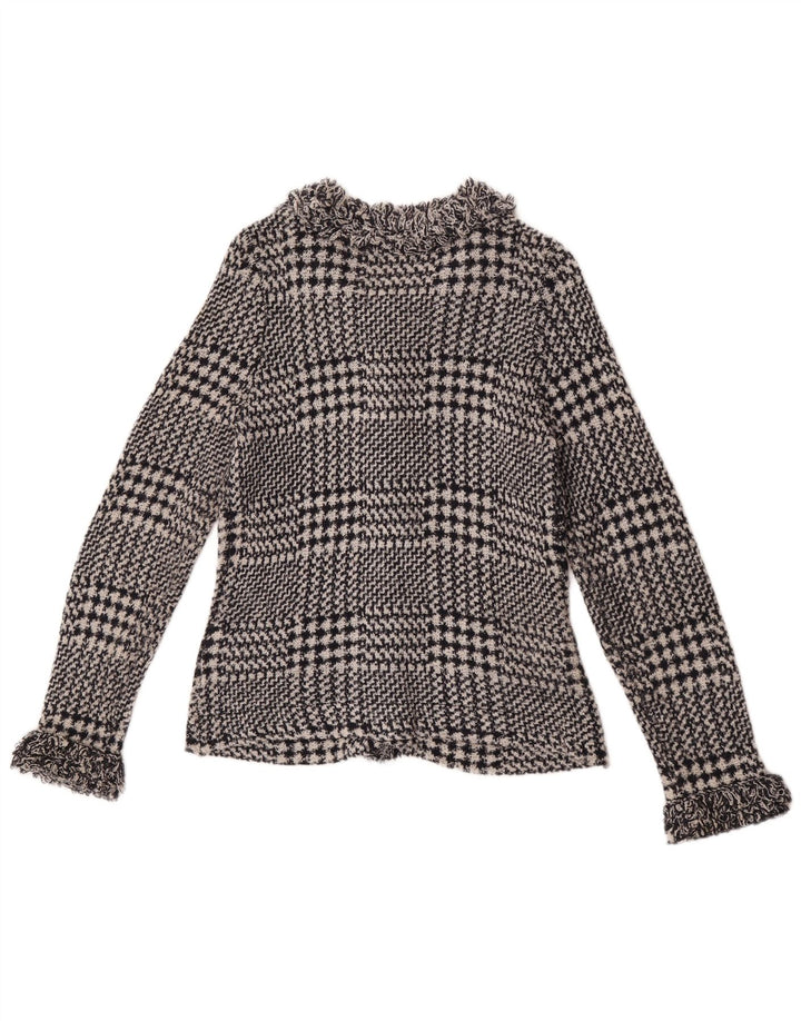 Suéter cardigã feminino Marks & Spencer UK 12 médio azul marinho Houndstooth