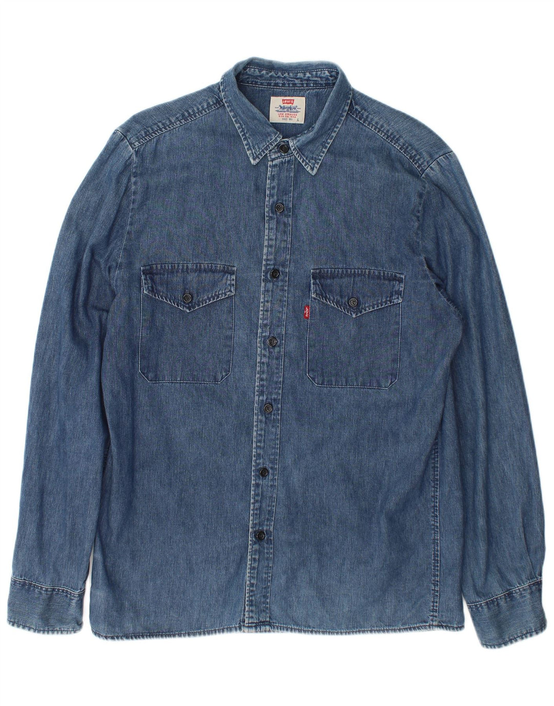Camisa jeans masculina Levi's grande algodão azul