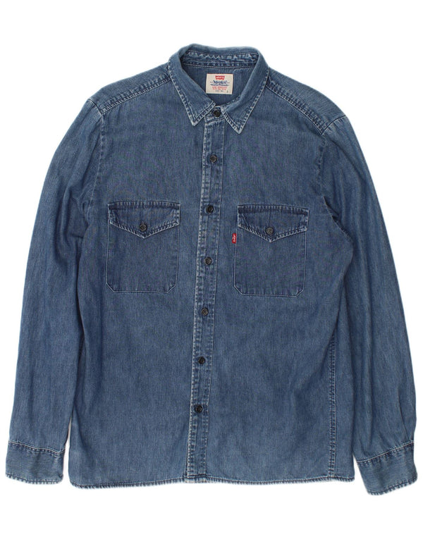 Camisa jeans masculina Levi's grande algodão azul